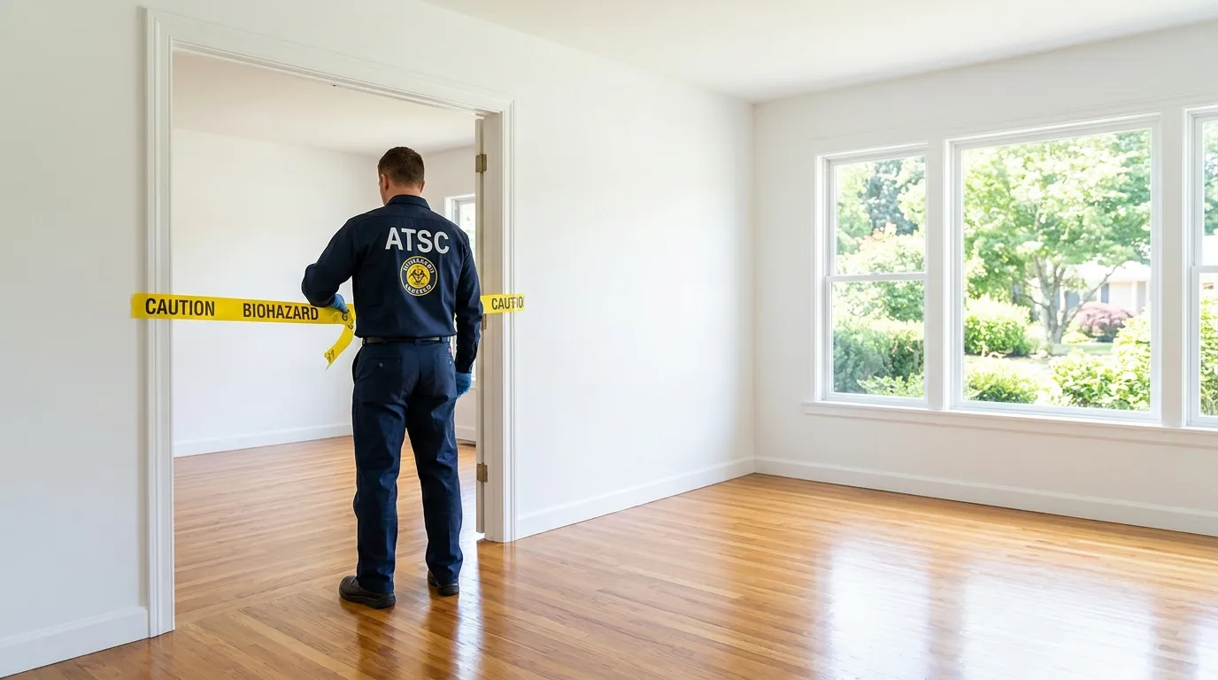 Certified biohazard cleanup crew performing Decomposition Cleanup in Saint Clairsville